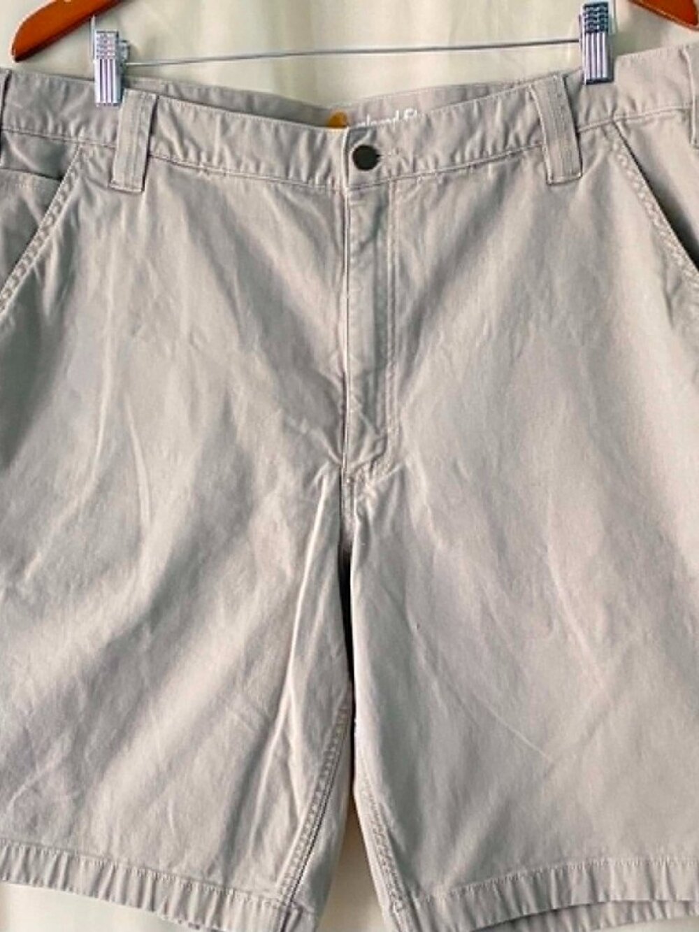 Carhartt Relaxed Fit Utility Work Shorts Beige Canvas Stretch Men's Size 40